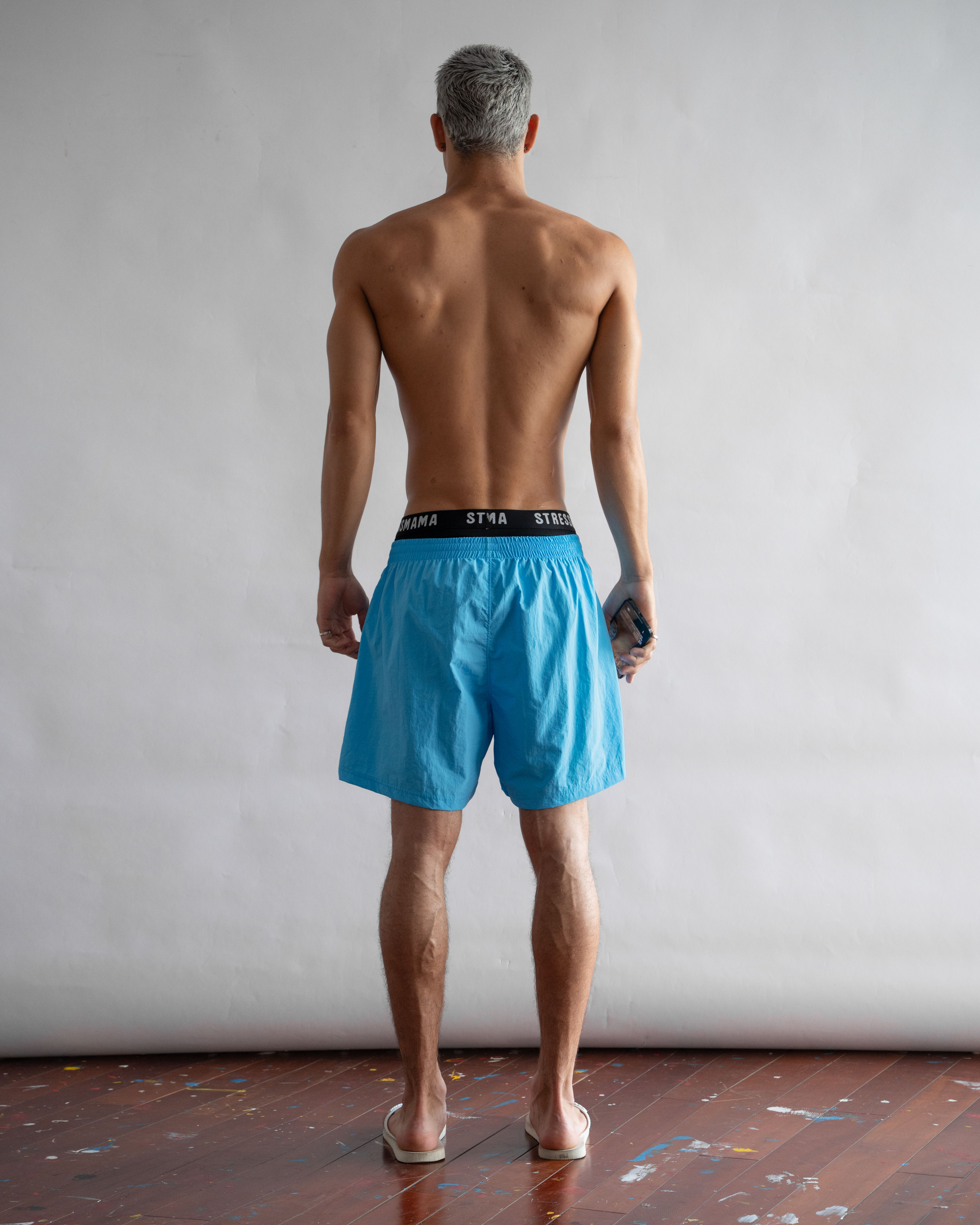 STRESSMAMA FLOATING TRACK SHORTS - BLUE