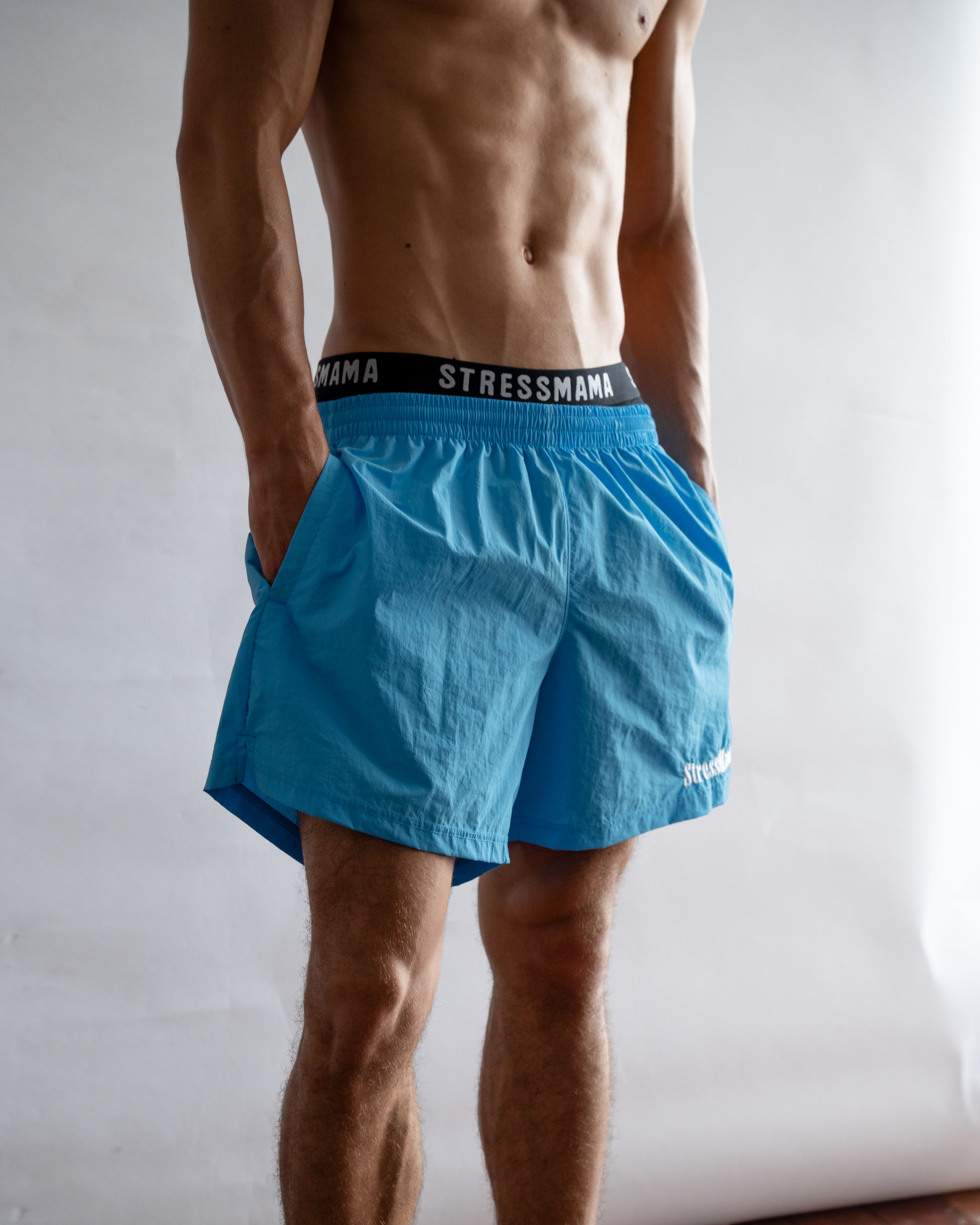 STRESSMAMA FLOATING TRACK SHORTS - BLUE