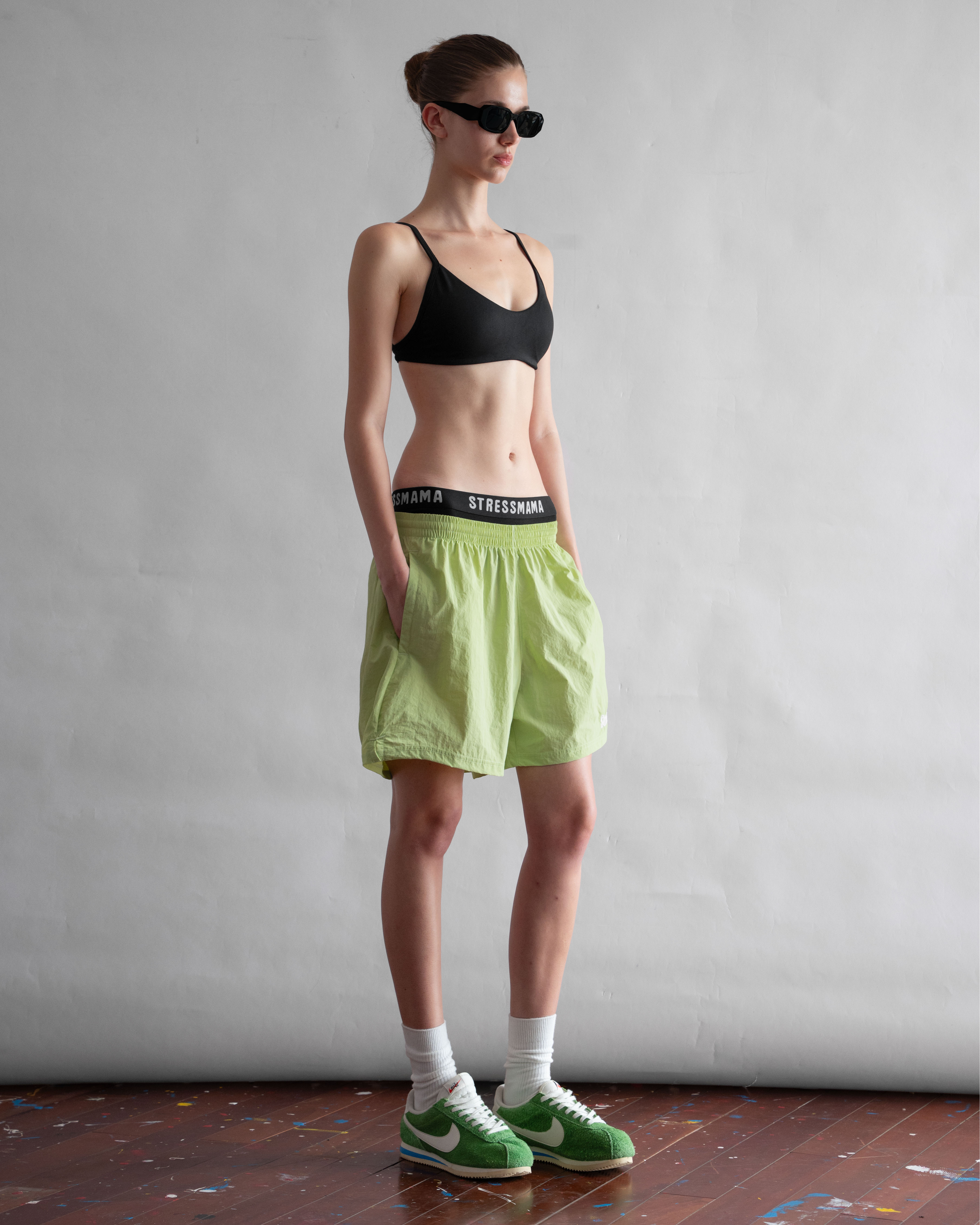 STRESSMAMA FLOATING TRACK SHORTS - GREEN