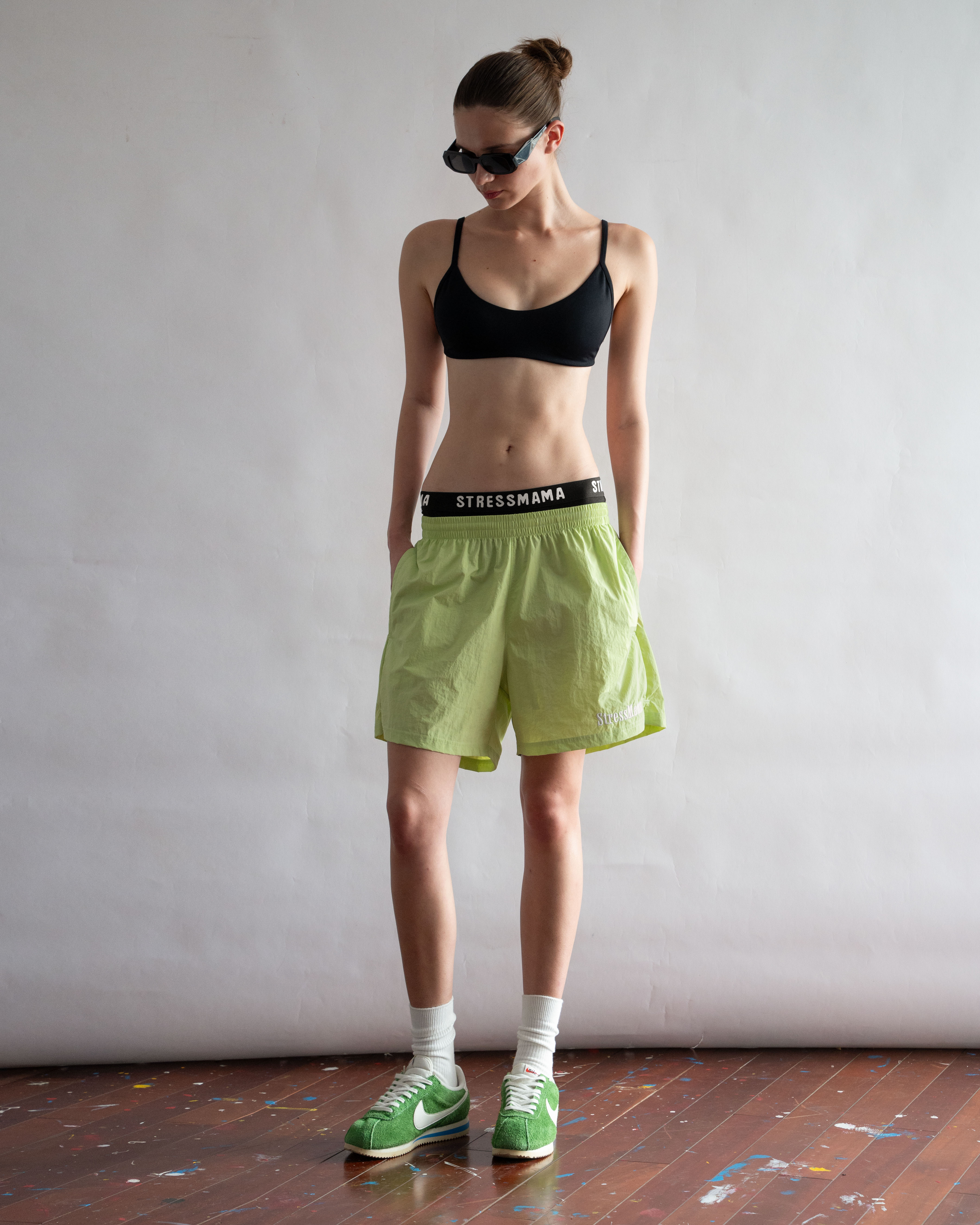 STRESSMAMA FLOATING TRACK SHORTS - GREEN