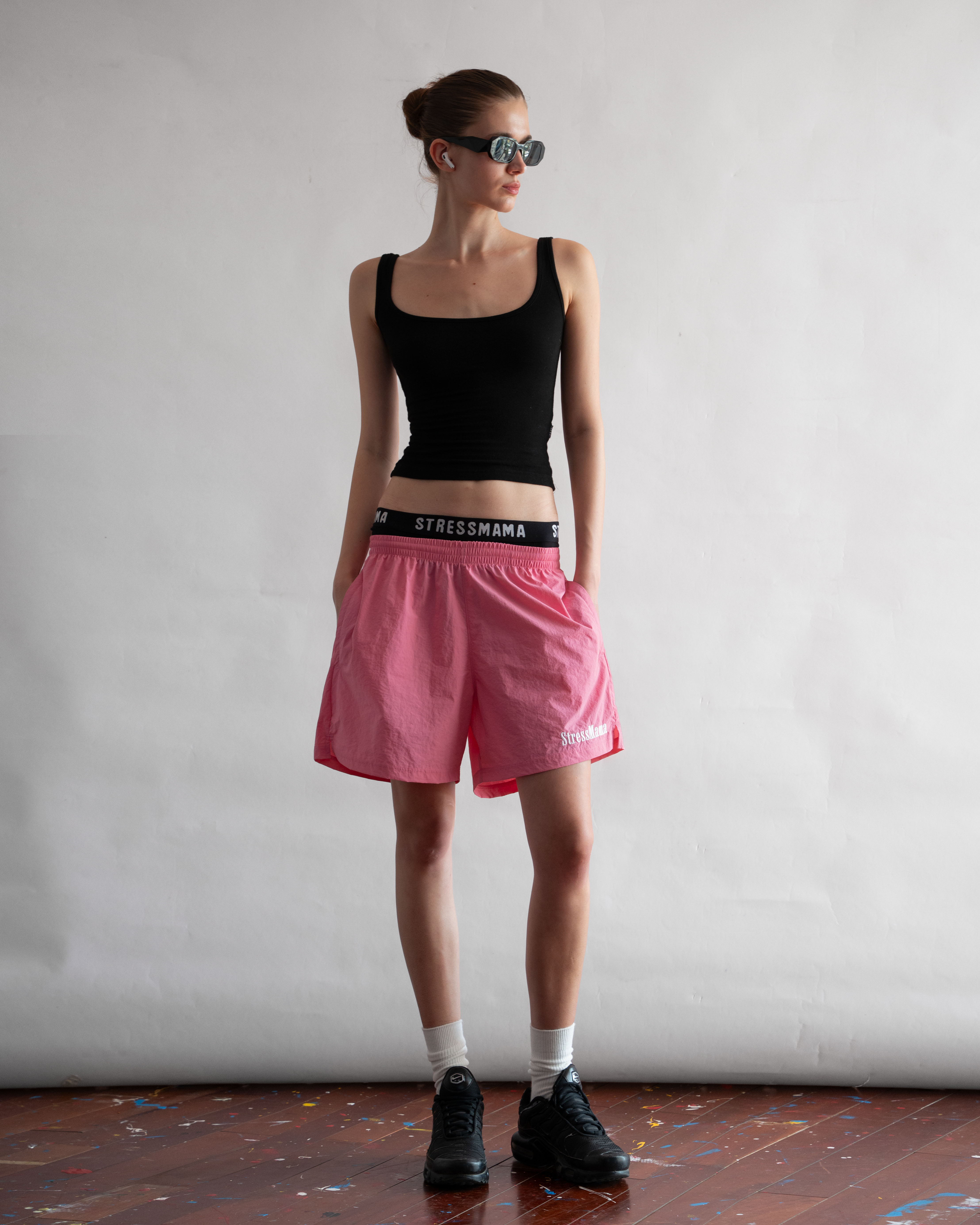 STRESSMAMA FLOATING TRACK SHORTS - PINK