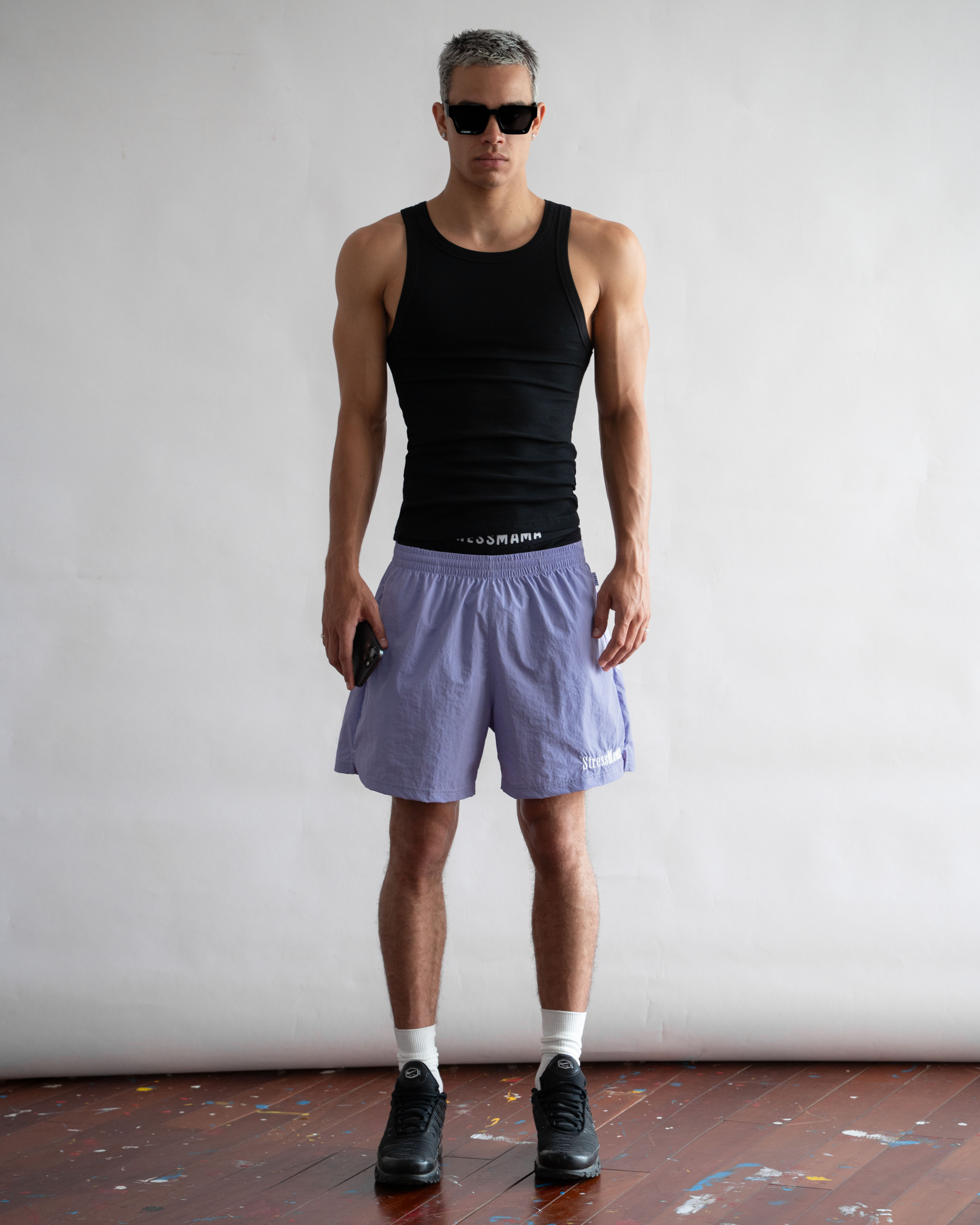 STRESSMAMA FLOATING TRACK SHORTS - PURPLE