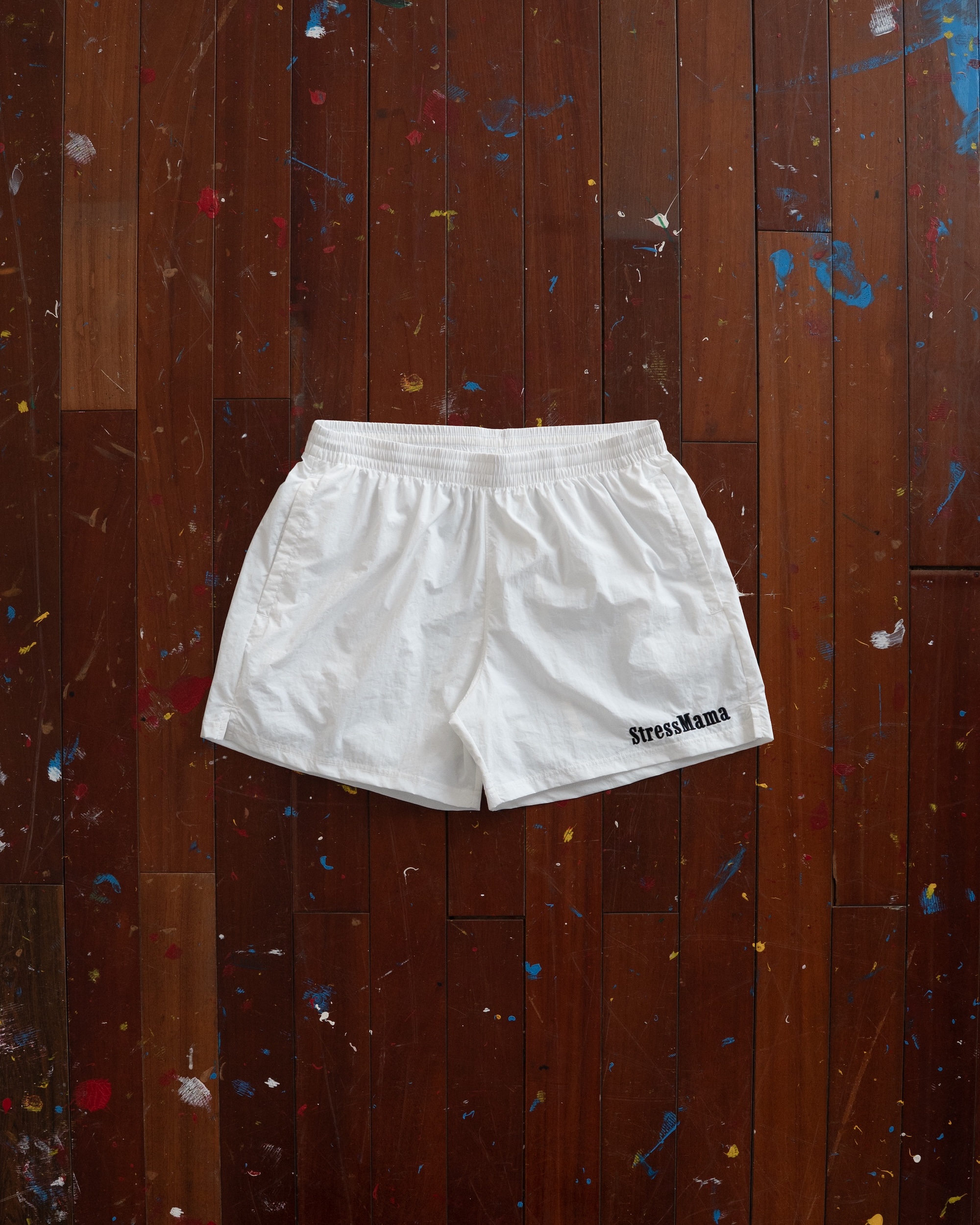 STRESSMAMA FLOATING TRACK SHORTS - WHITE
