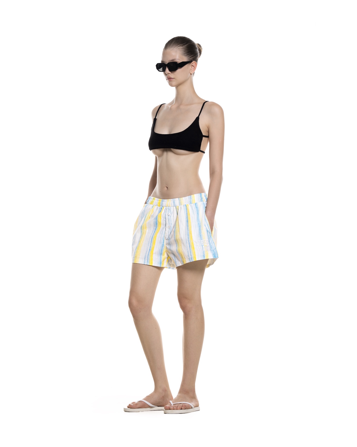 SUMMER26 PAJAMA SHORTS - STRIPED BLUE