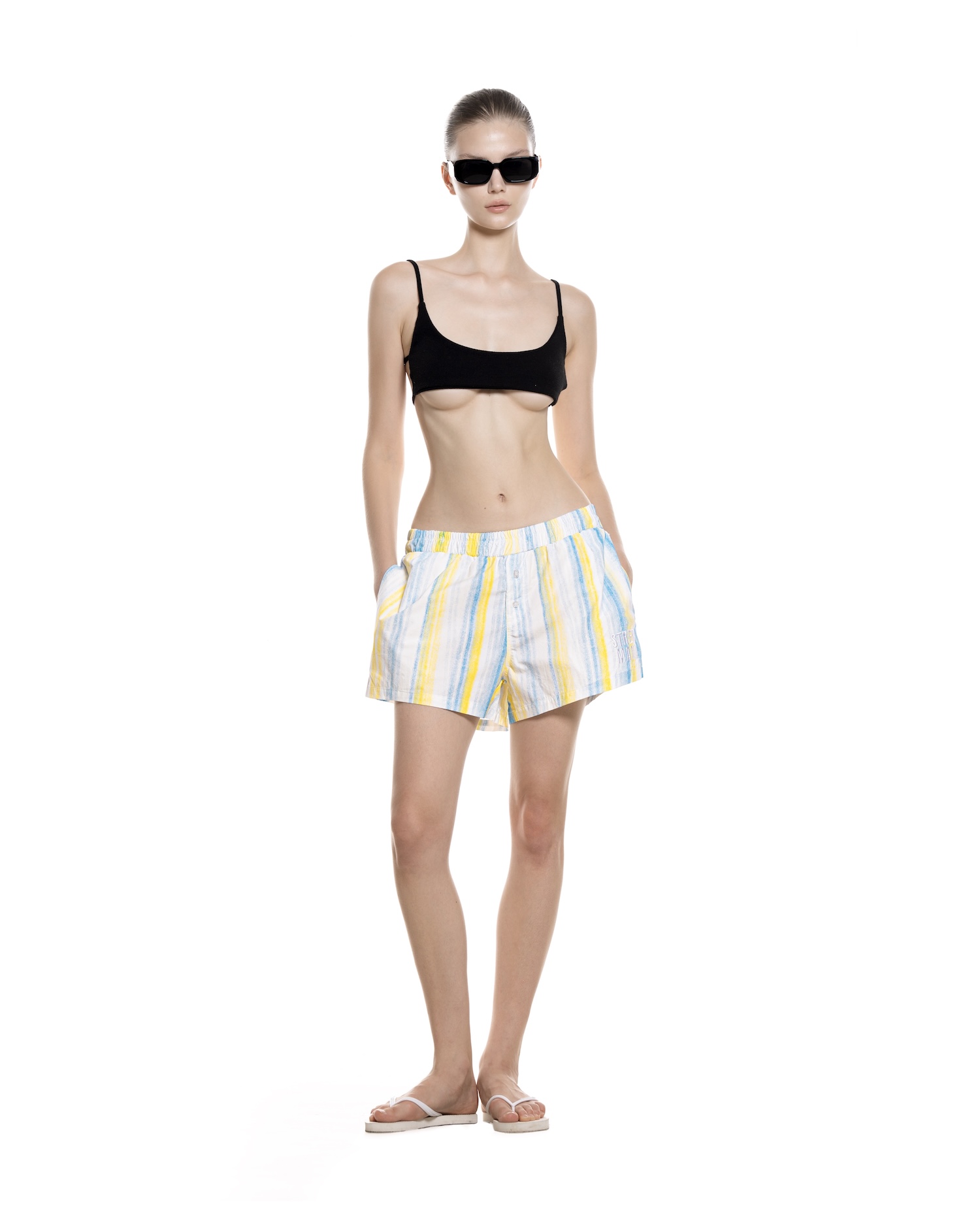 SUMMER26 PAJAMA SHORTS - STRIPED BLUE