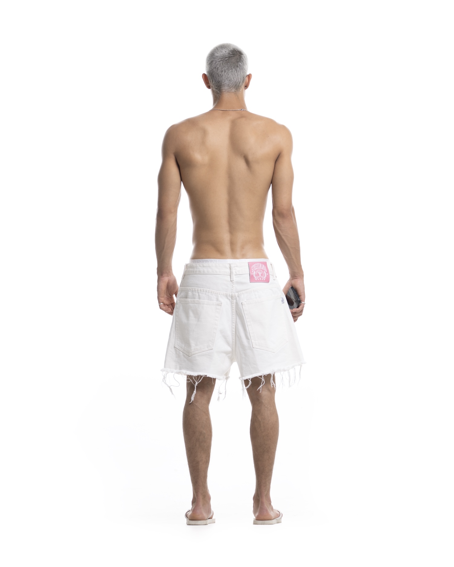 SUMMER26 RIPPED DENIM SHORTS - WHITE
