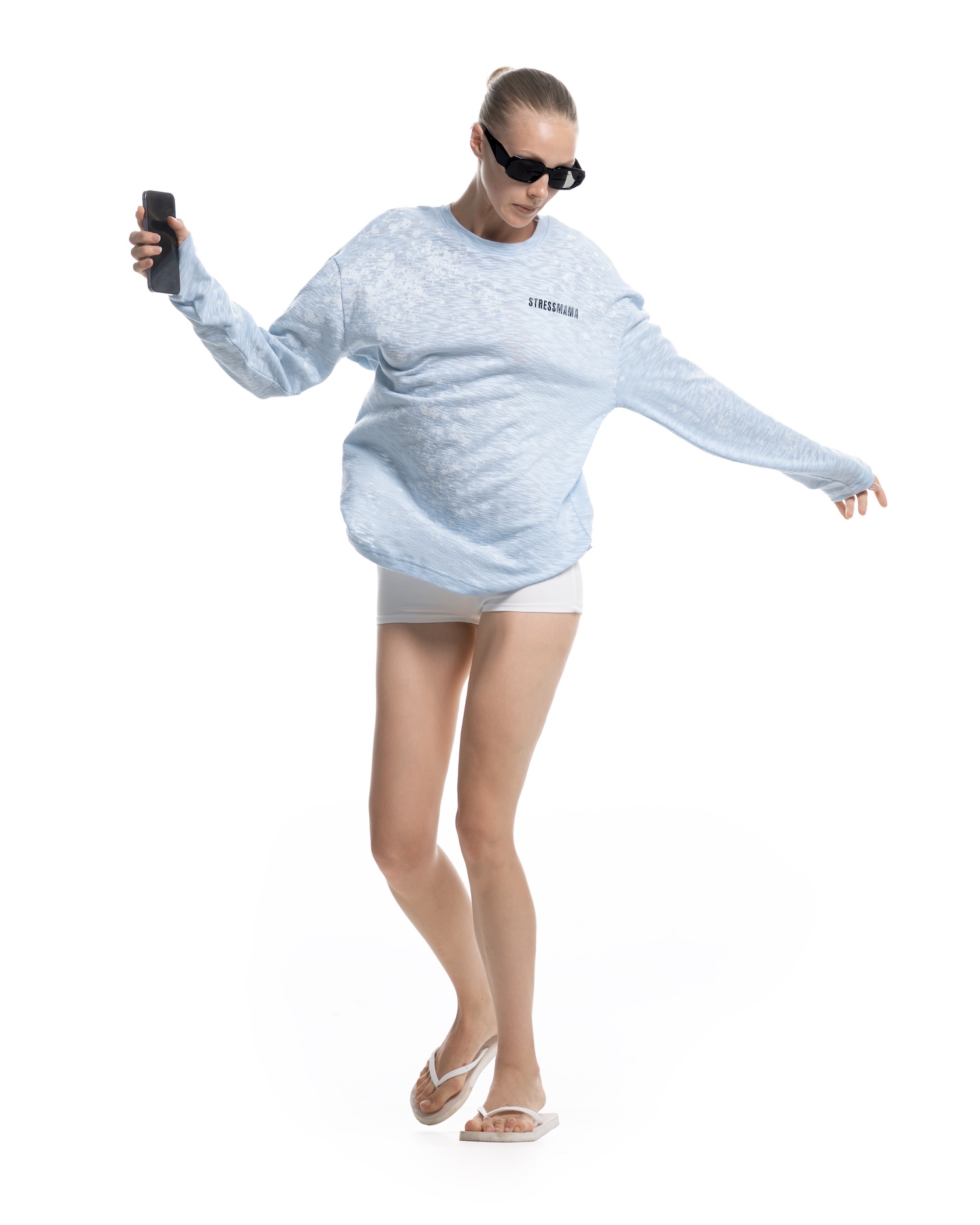 SUMMER26 SSMA SPLATTER LONGSLEEVE - BABY BLUE