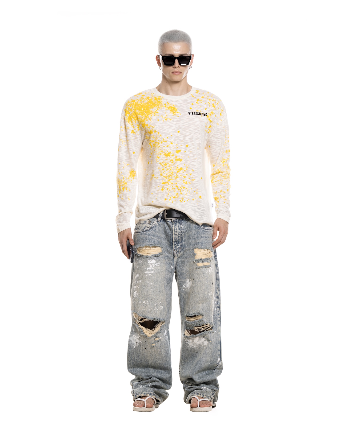 SUMMER26 SSMA SPLATTER LONGSLEEVE - CREAM