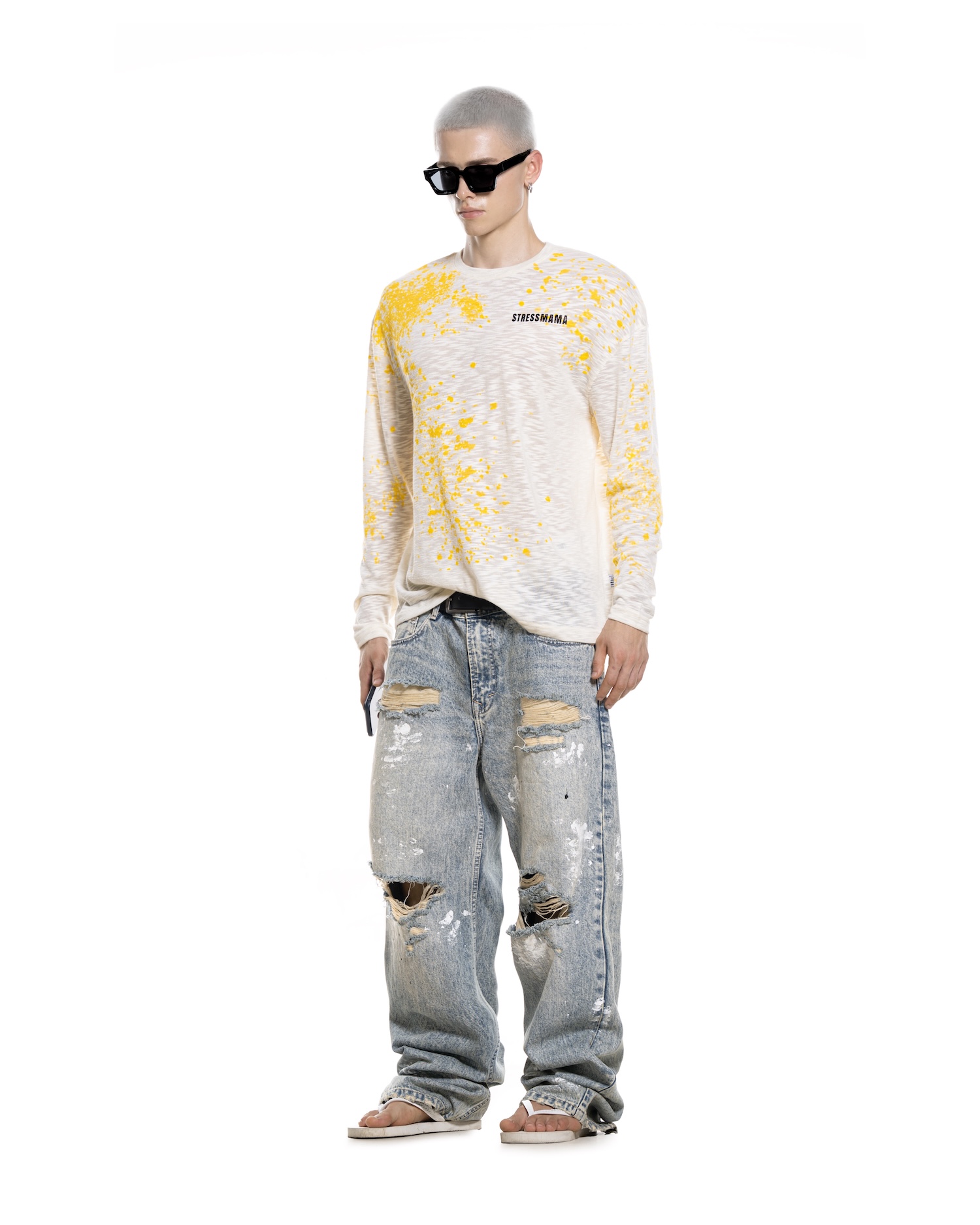 SUMMER26 SSMA SPLATTER LONGSLEEVE - CREAM