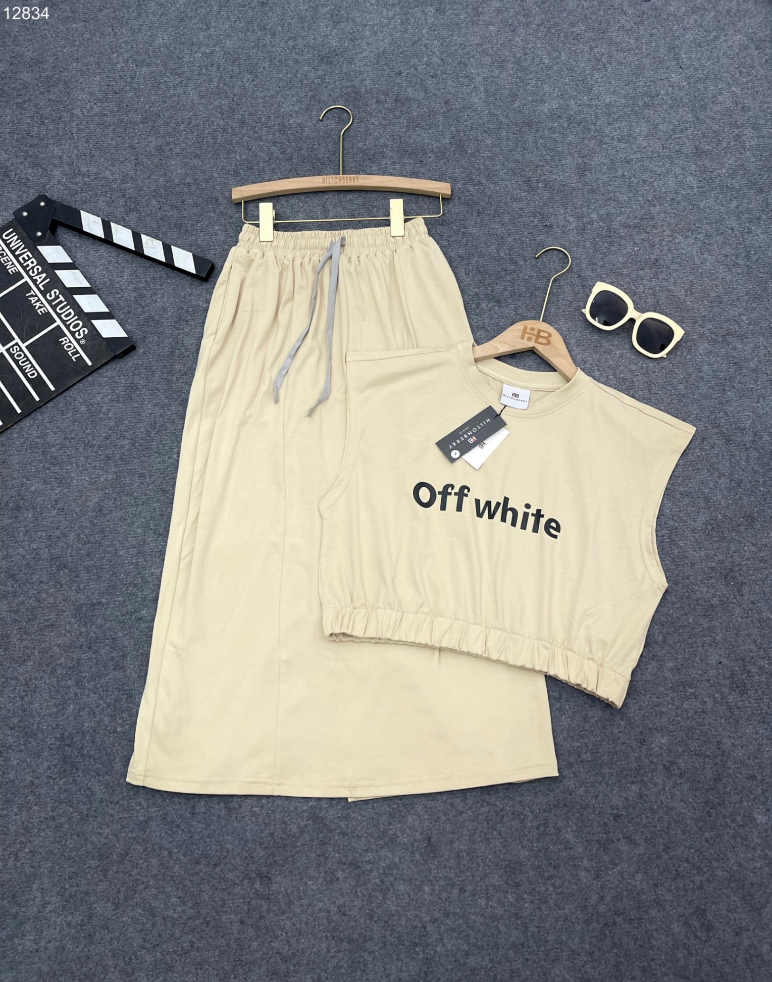 Set áo croptop chữ chân váy suông