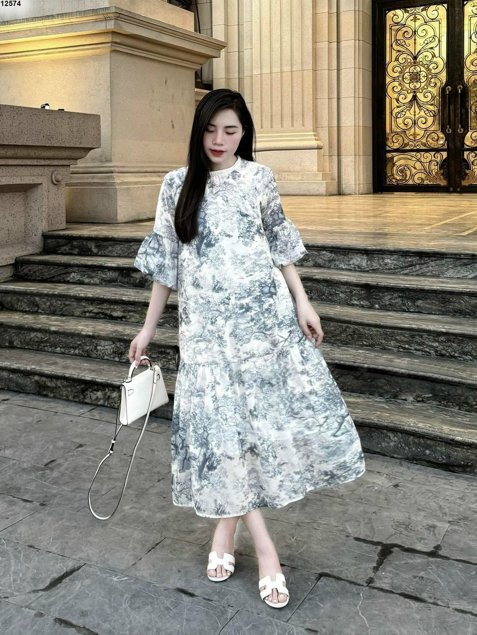 váy tơ tay bồng 3 màu