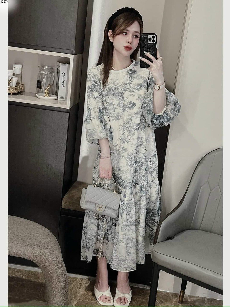 váy tơ tay bồng 3 màu