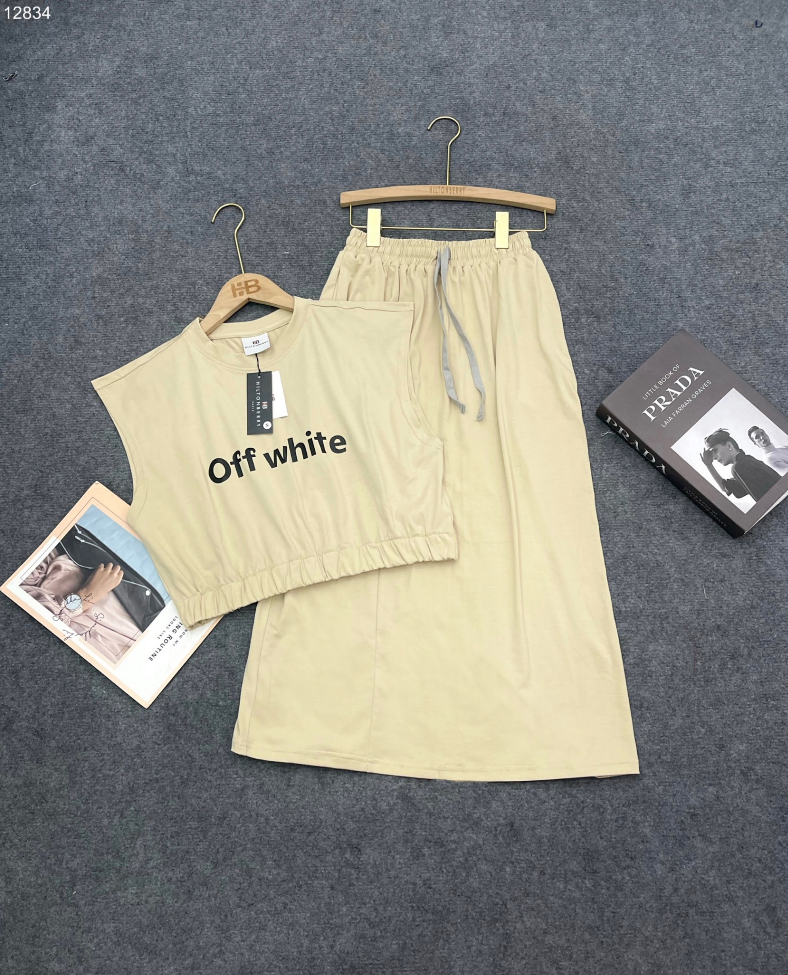 Set áo croptop chữ chân váy suông