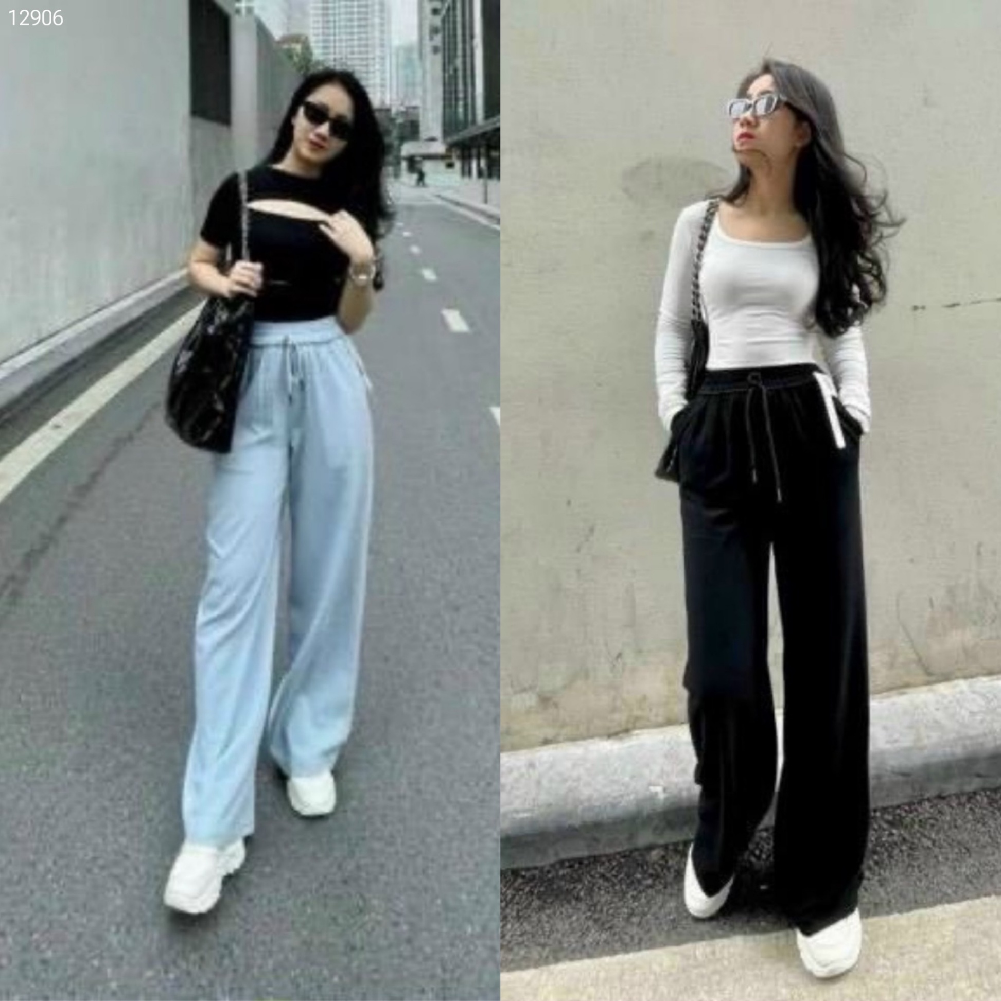 Quần suông chất jean giấy mềm