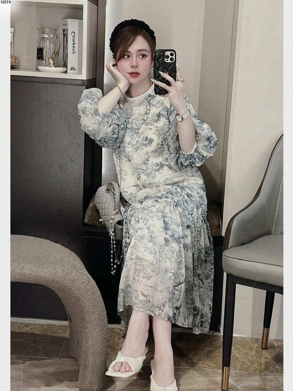váy tơ tay bồng 3 màu