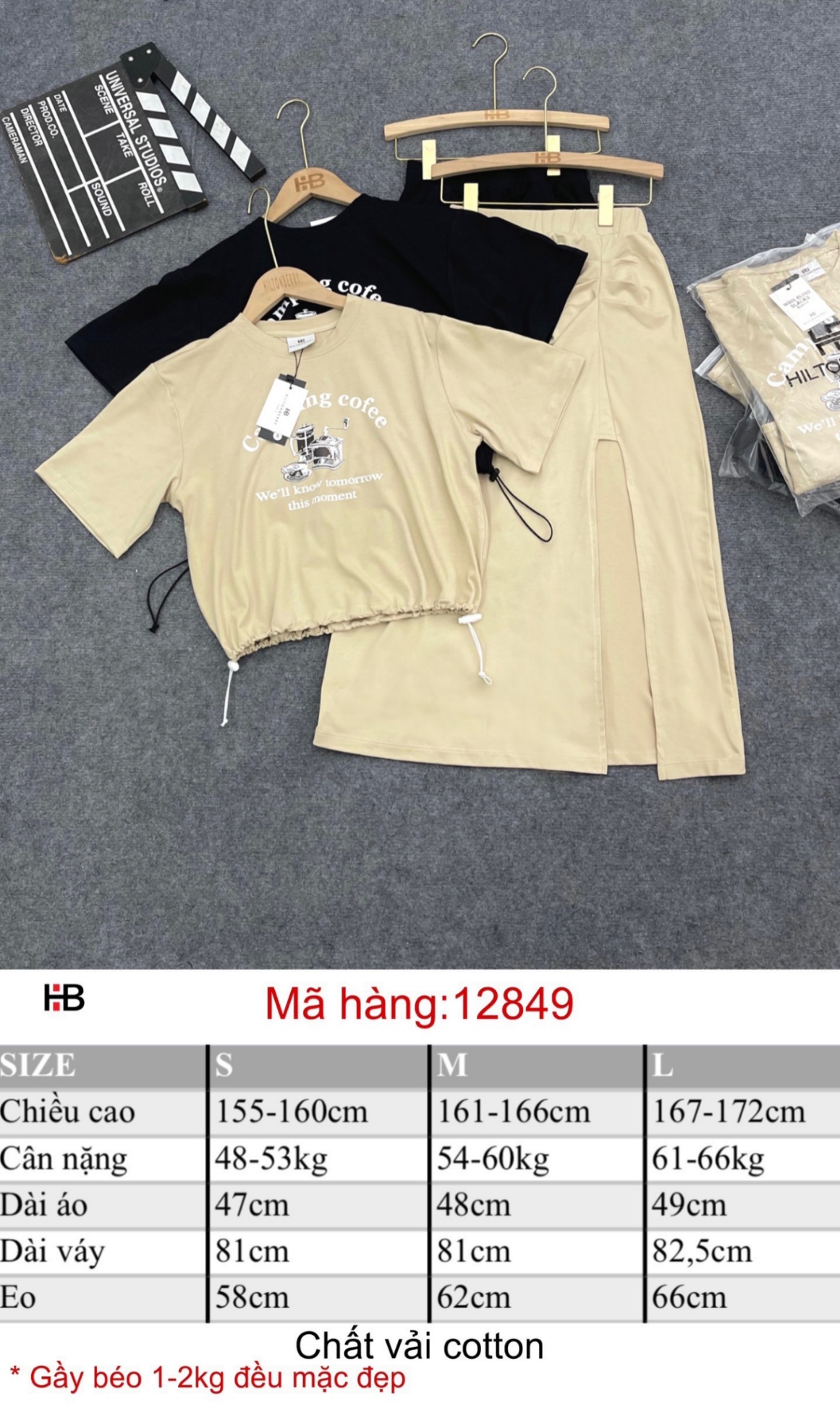 Set croptop chân váy in hình