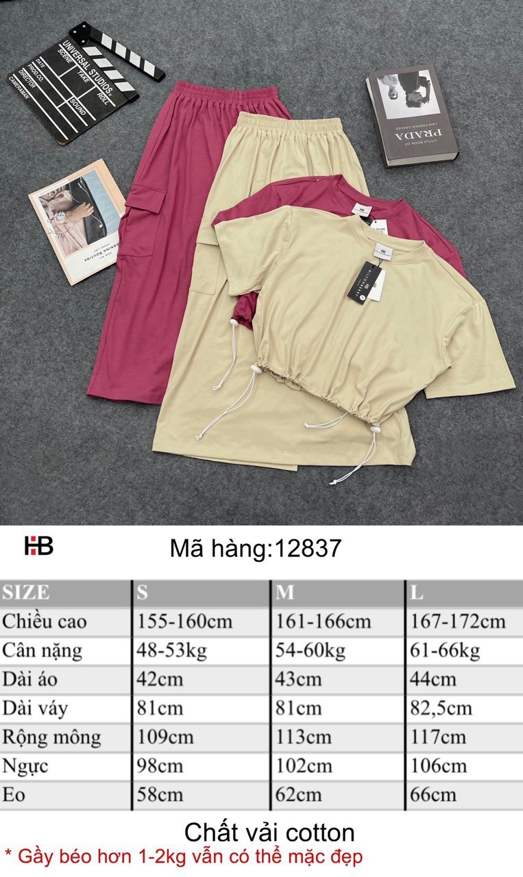 Set váy xuông áo dây rút