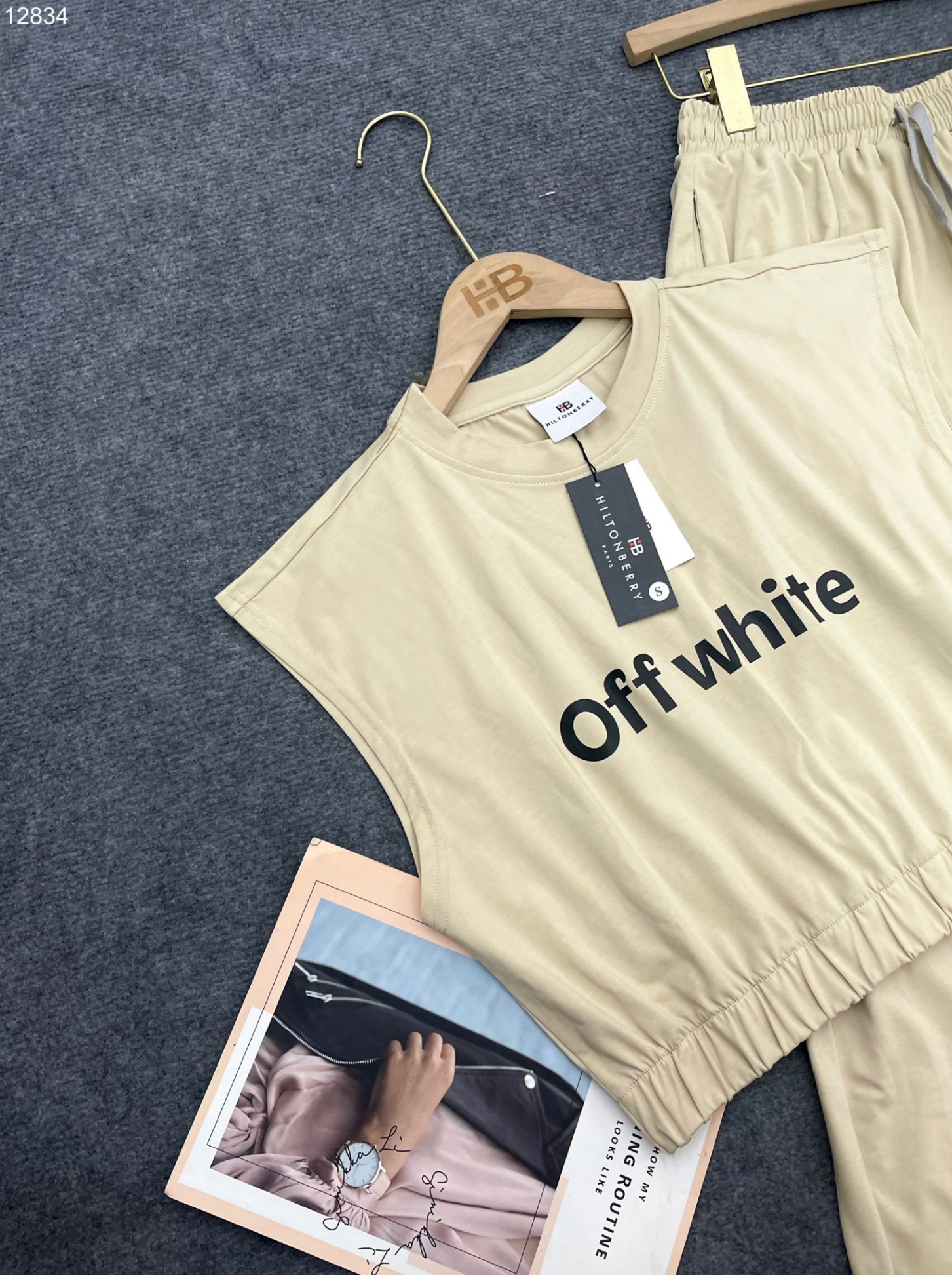 Set áo croptop chữ chân váy suông