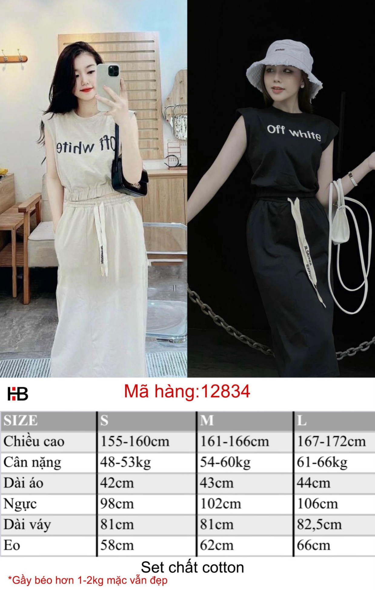 Set áo croptop chữ chân váy suông