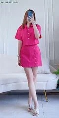 set croptop quần giả váy
