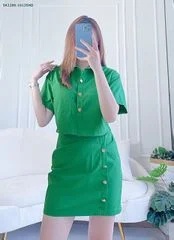 set croptop quần giả váy