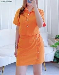 set croptop quần giả váy