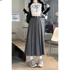 CHÂN VÁY XẾP LY DÀI KÈM BELT