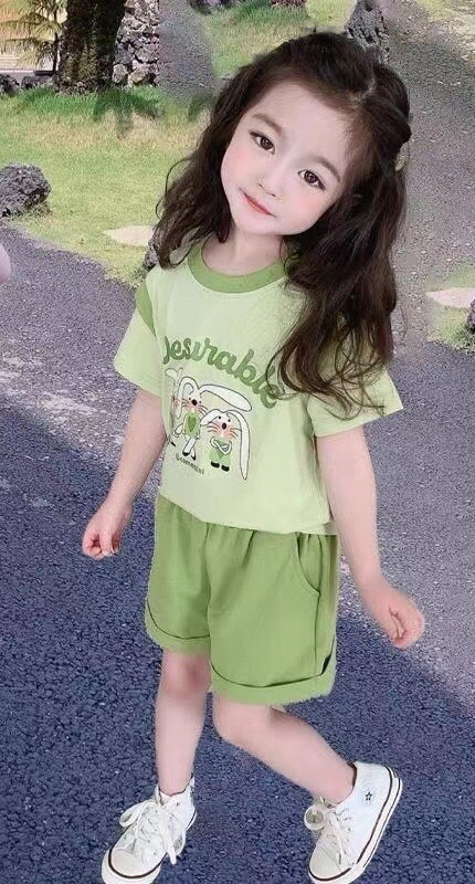 Bộ cotton bé gái in thỏ Desirable