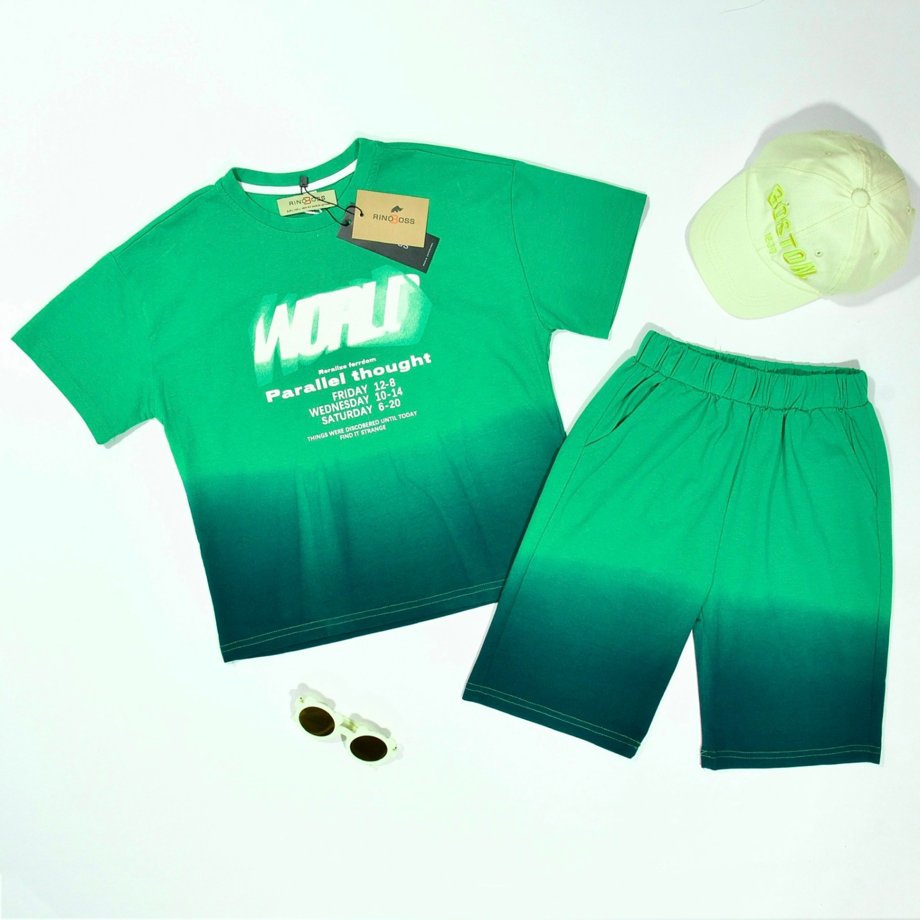 Bộ cotton cộc ngực in WORU cool