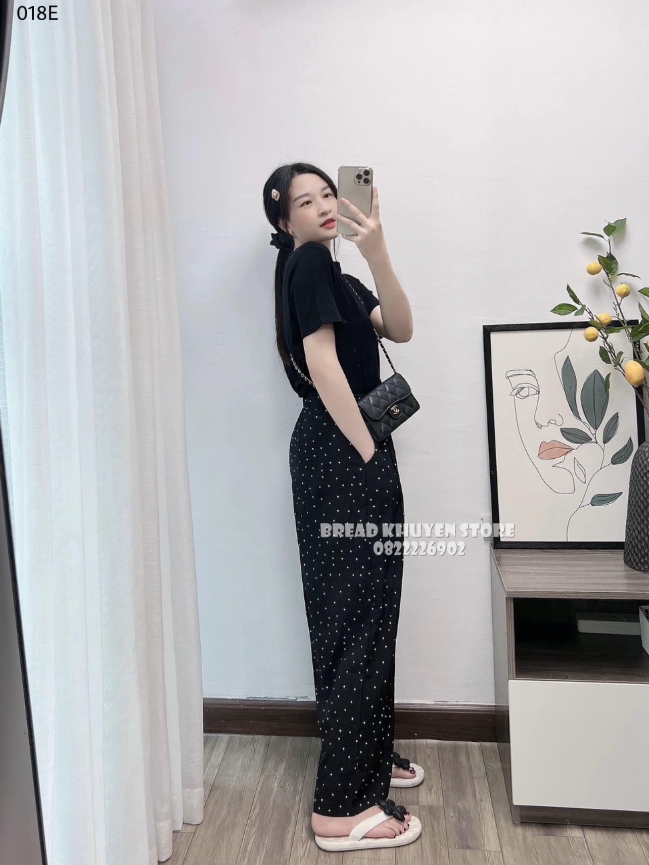 Quần suông chấm bi