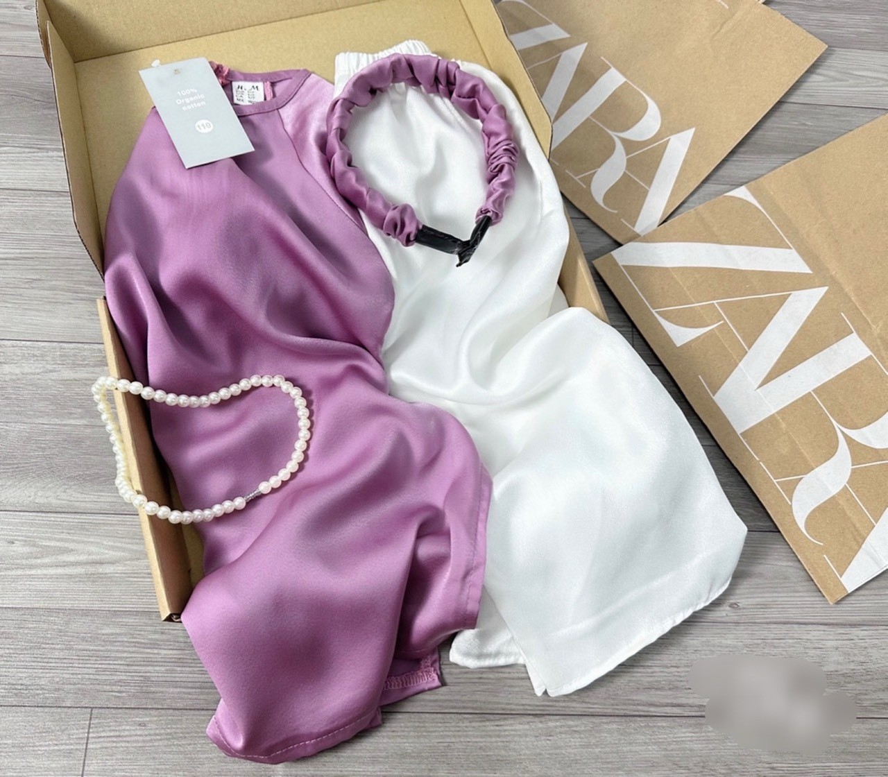 Áo dài trẻ em tím kèm bờm + dây