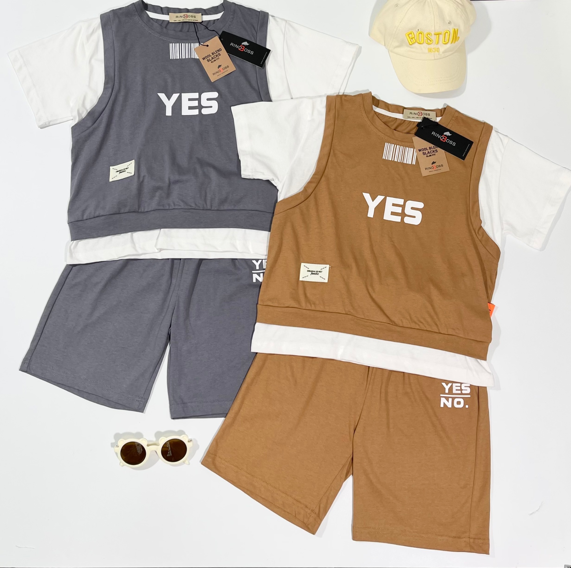 Bộ tn cotton ngực in yes
