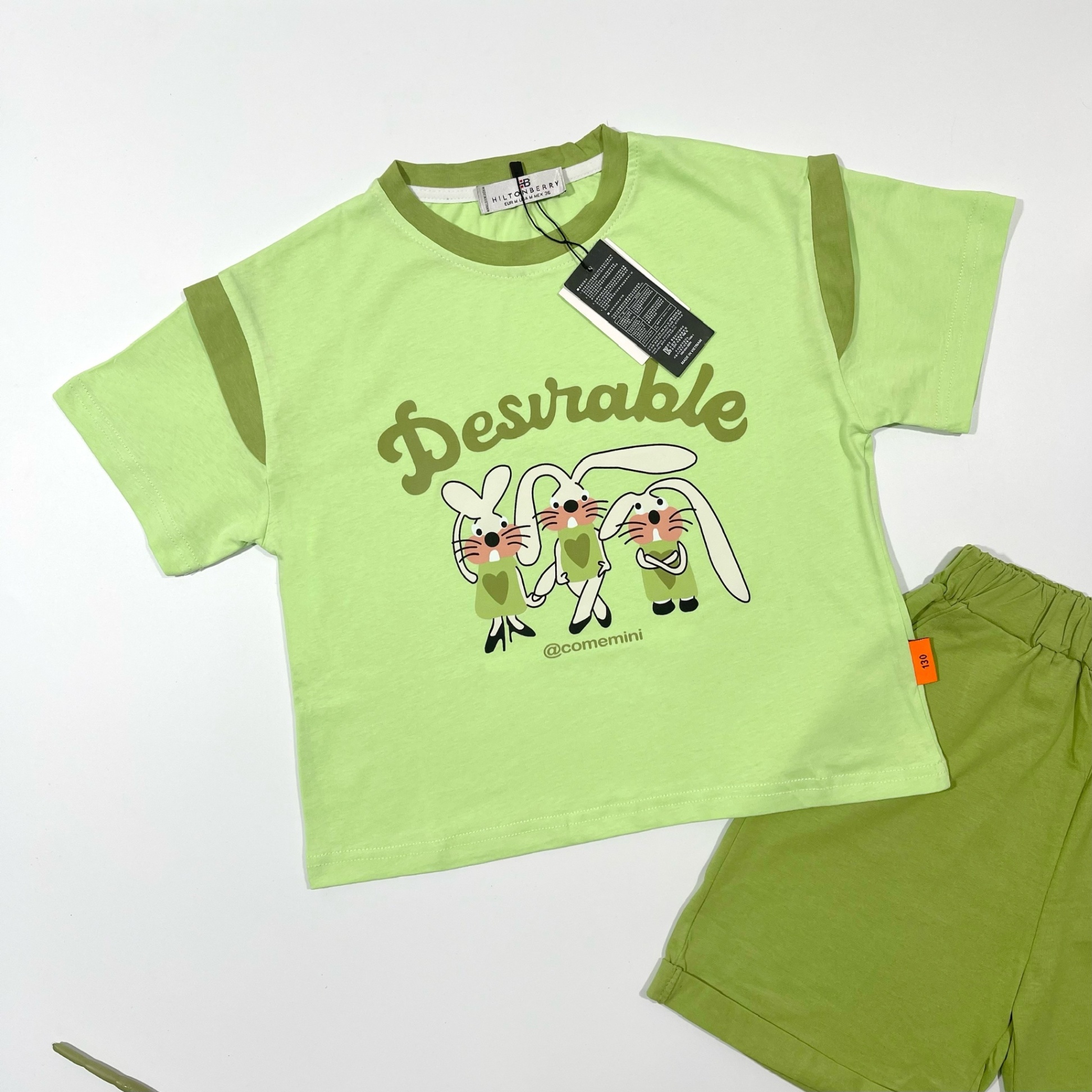 Bộ cotton bé gái in thỏ Desirable