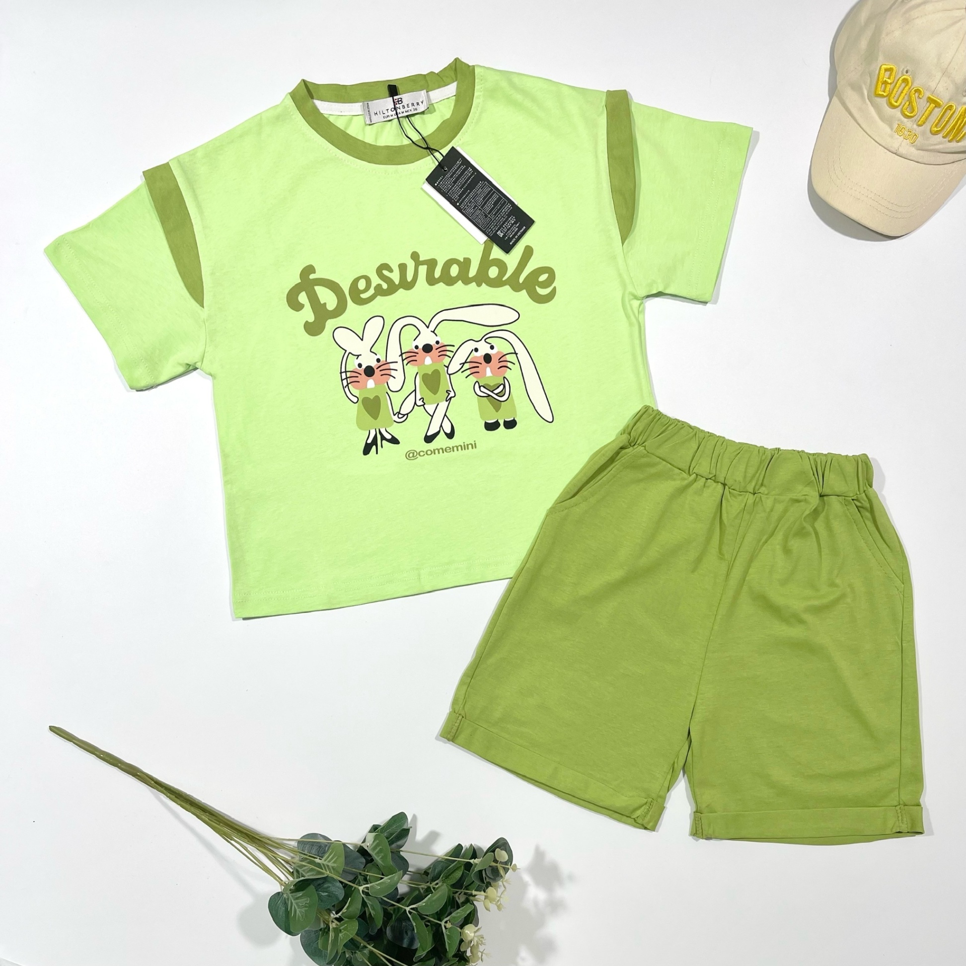 Bộ cotton bé gái in thỏ Desirable
