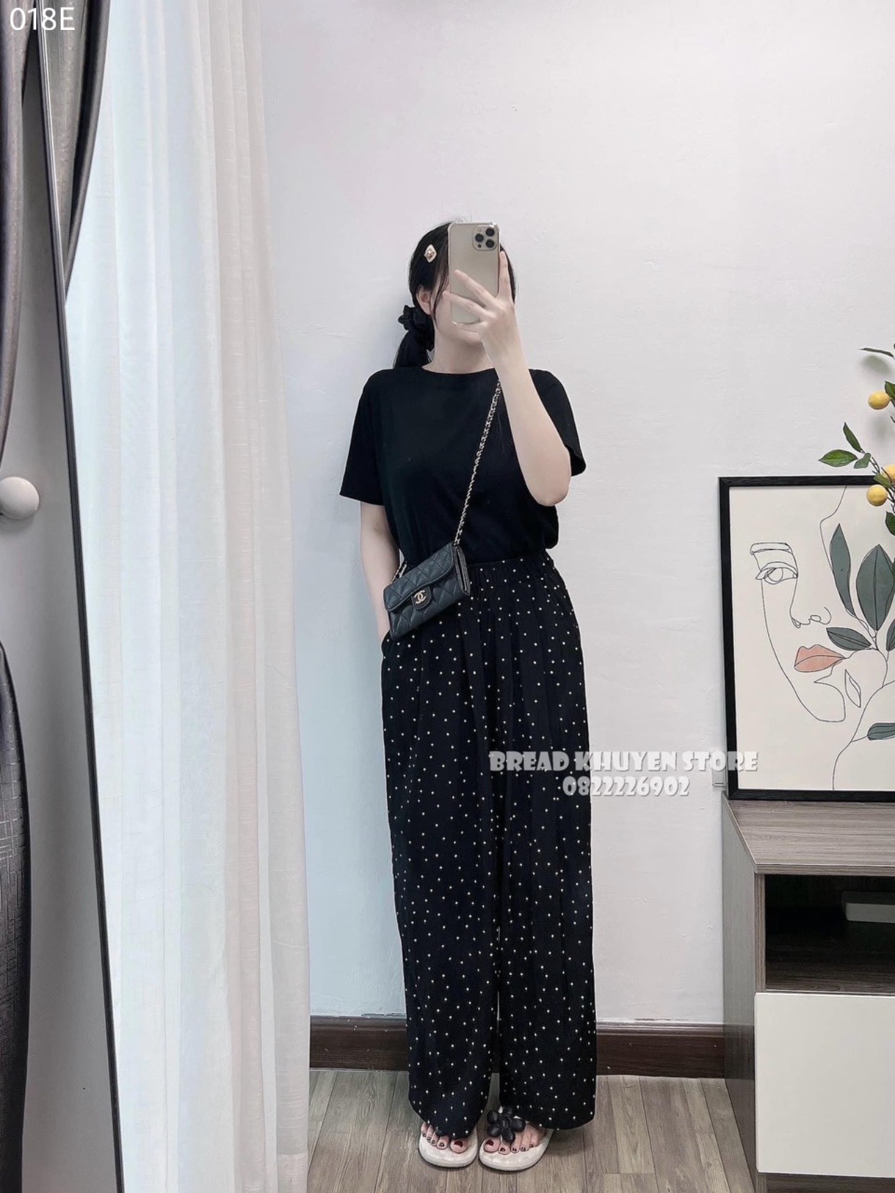 Quần suông chấm bi