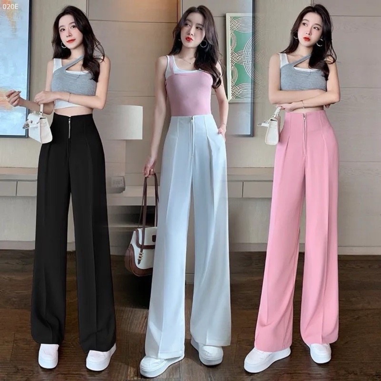 Quần suông cạp liền khóa thép bản to