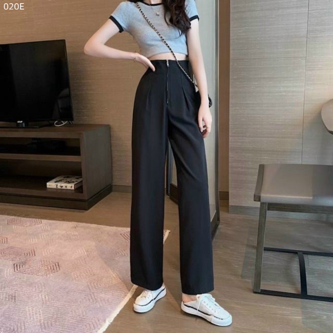 Quần suông cạp liền khóa thép bản to