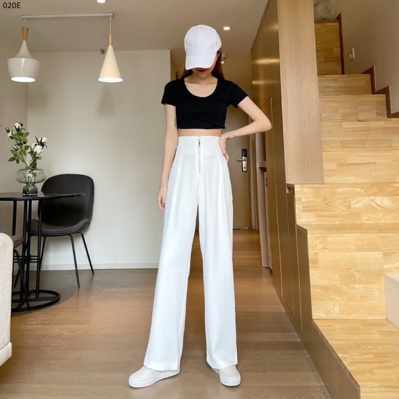 Quần suông cạp liền khóa thép bản to