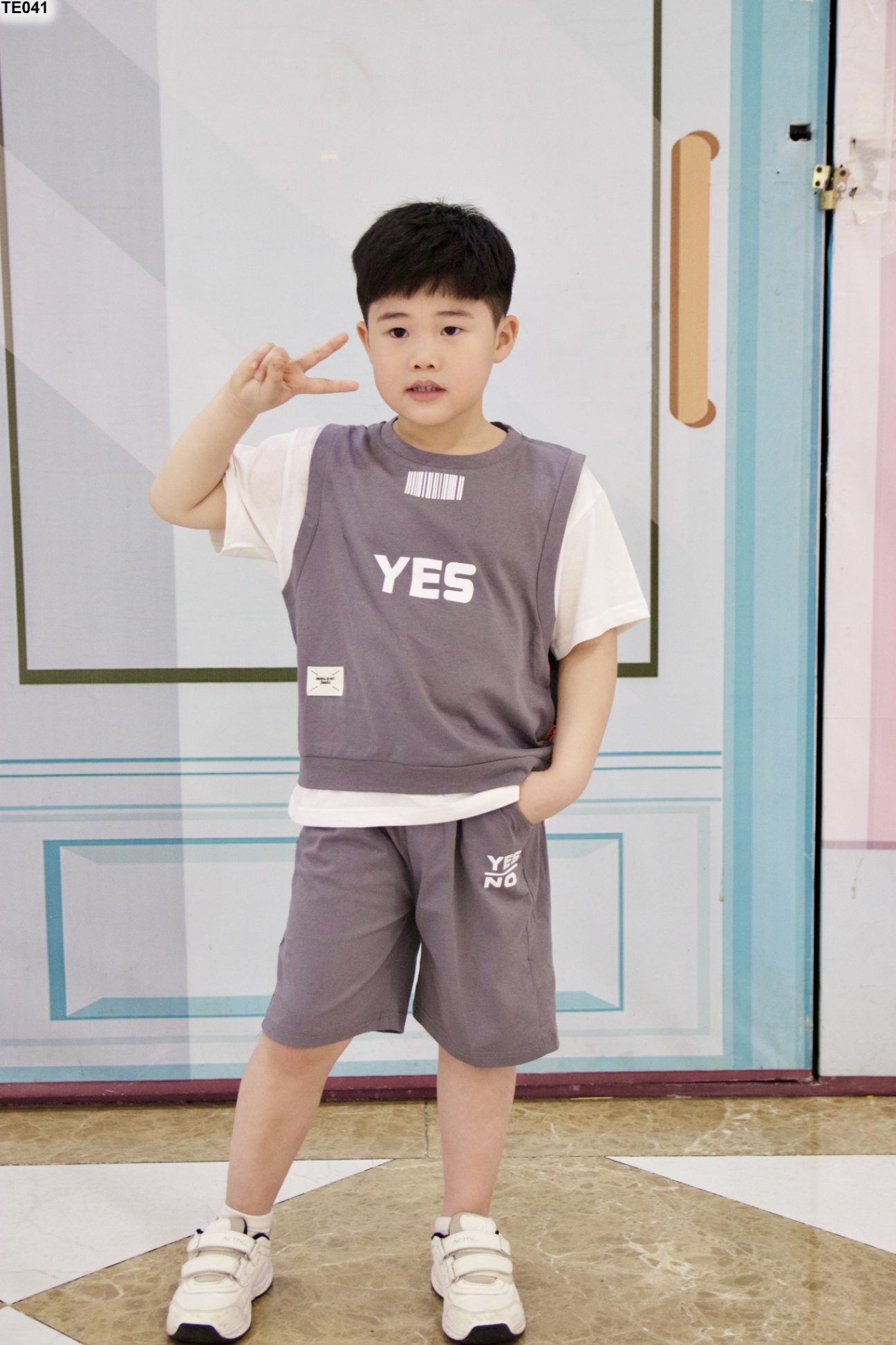 Bộ tn cotton ngực in yes