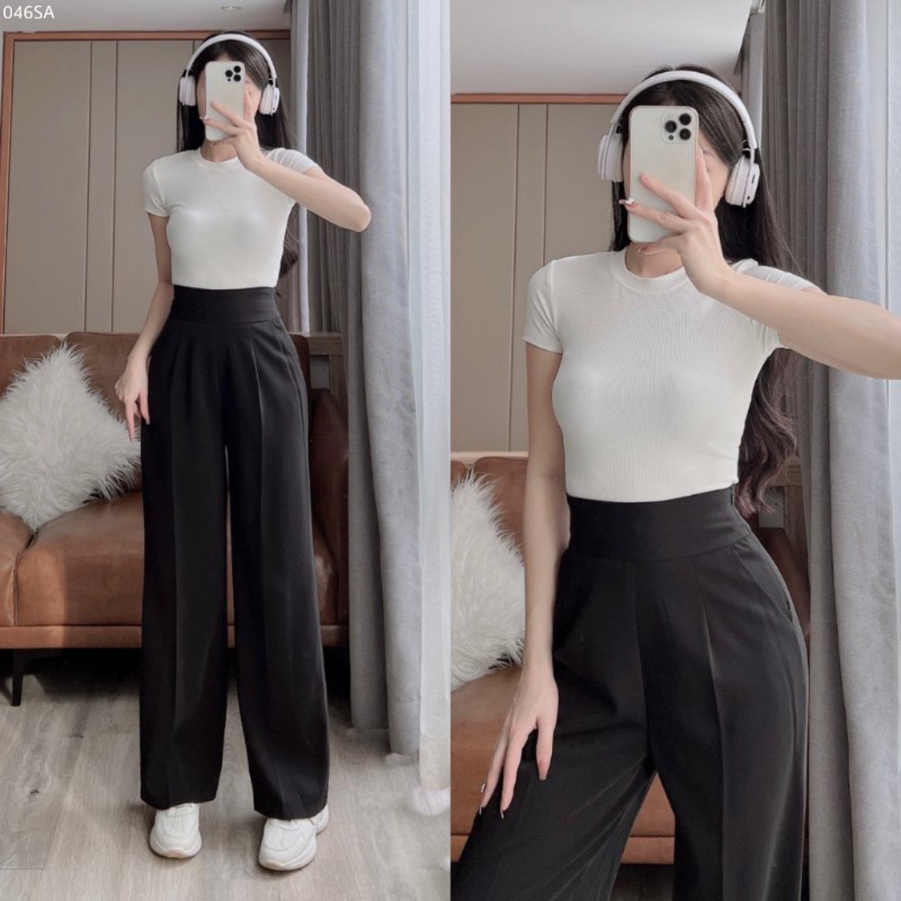 Quần ống suông khóa sườn