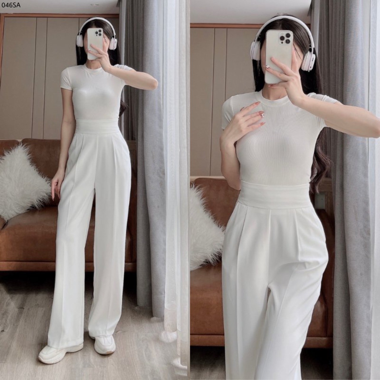Quần ống suông khóa sườn