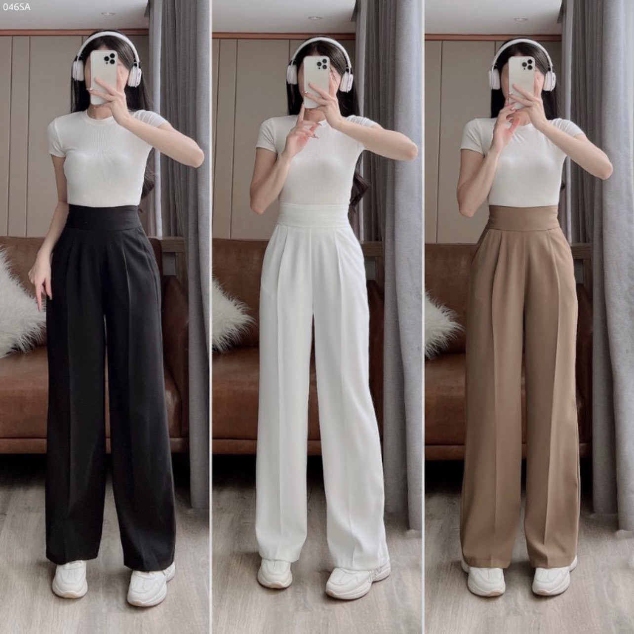 Quần ống suông khóa sườn