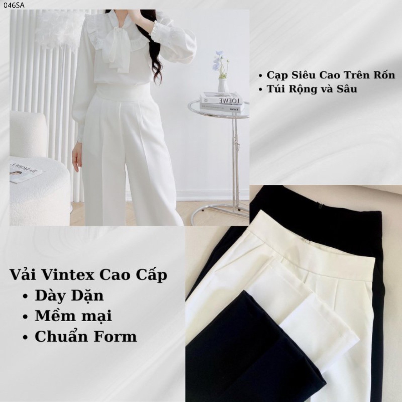 Quần ống suông khóa sườn