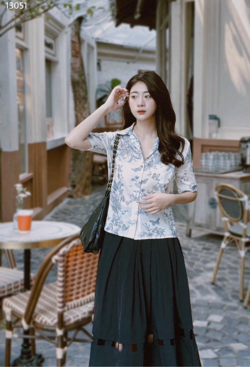 13051 Áo sơ mi hoa