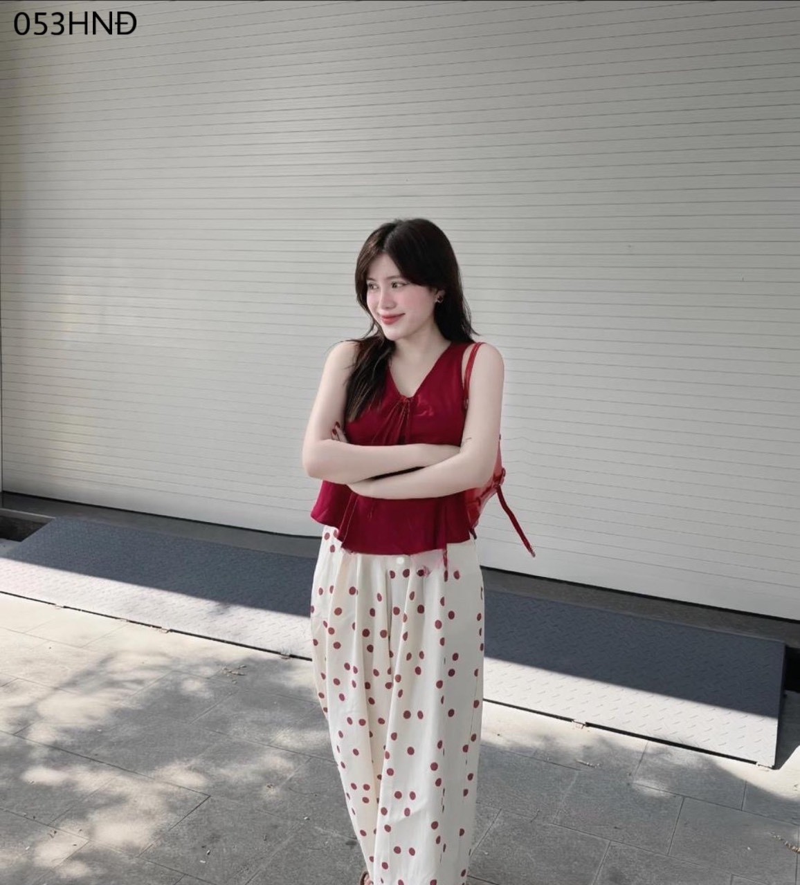 Set áo đô mix quần chấm bi