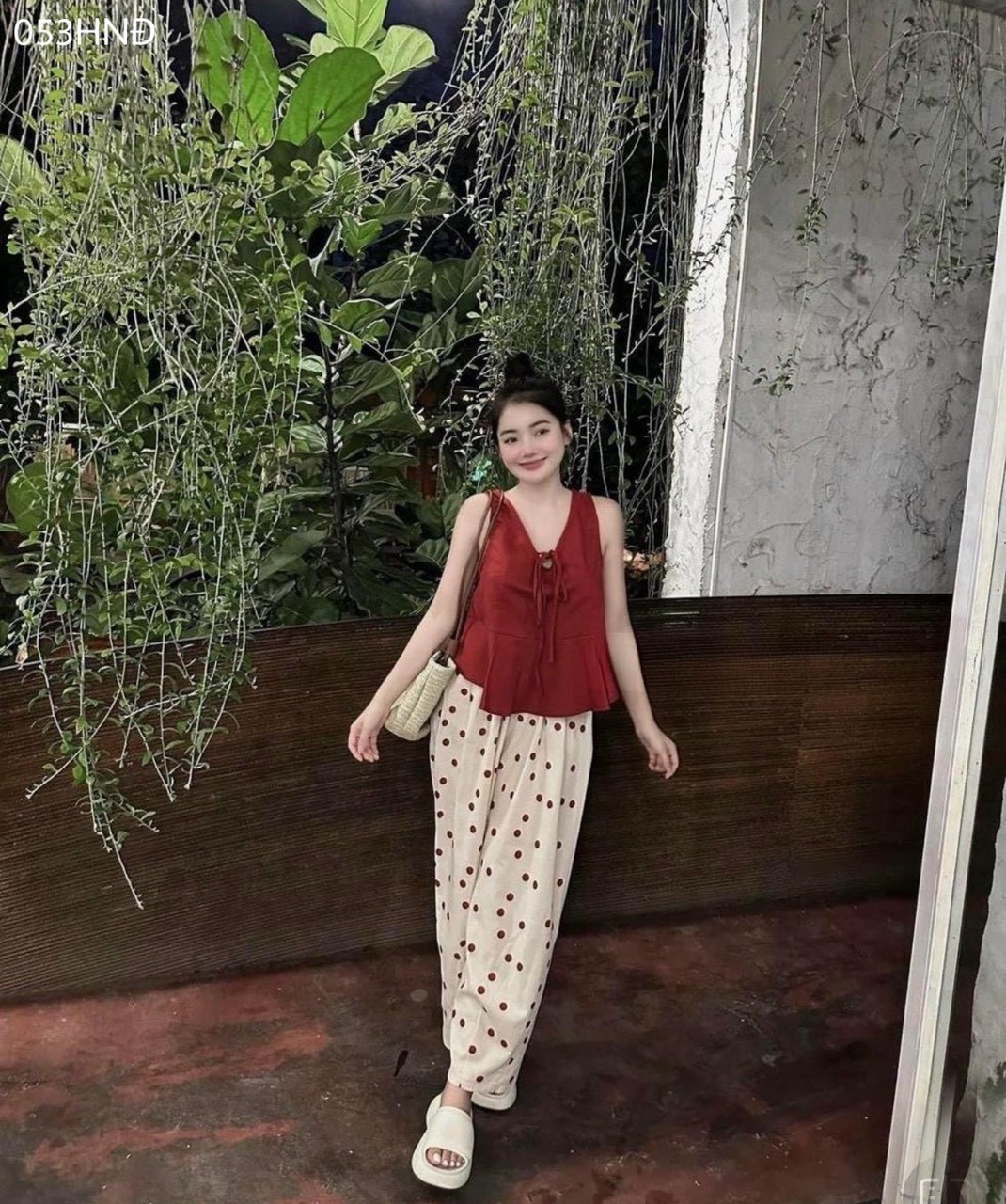 Set áo đô mix quần chấm bi