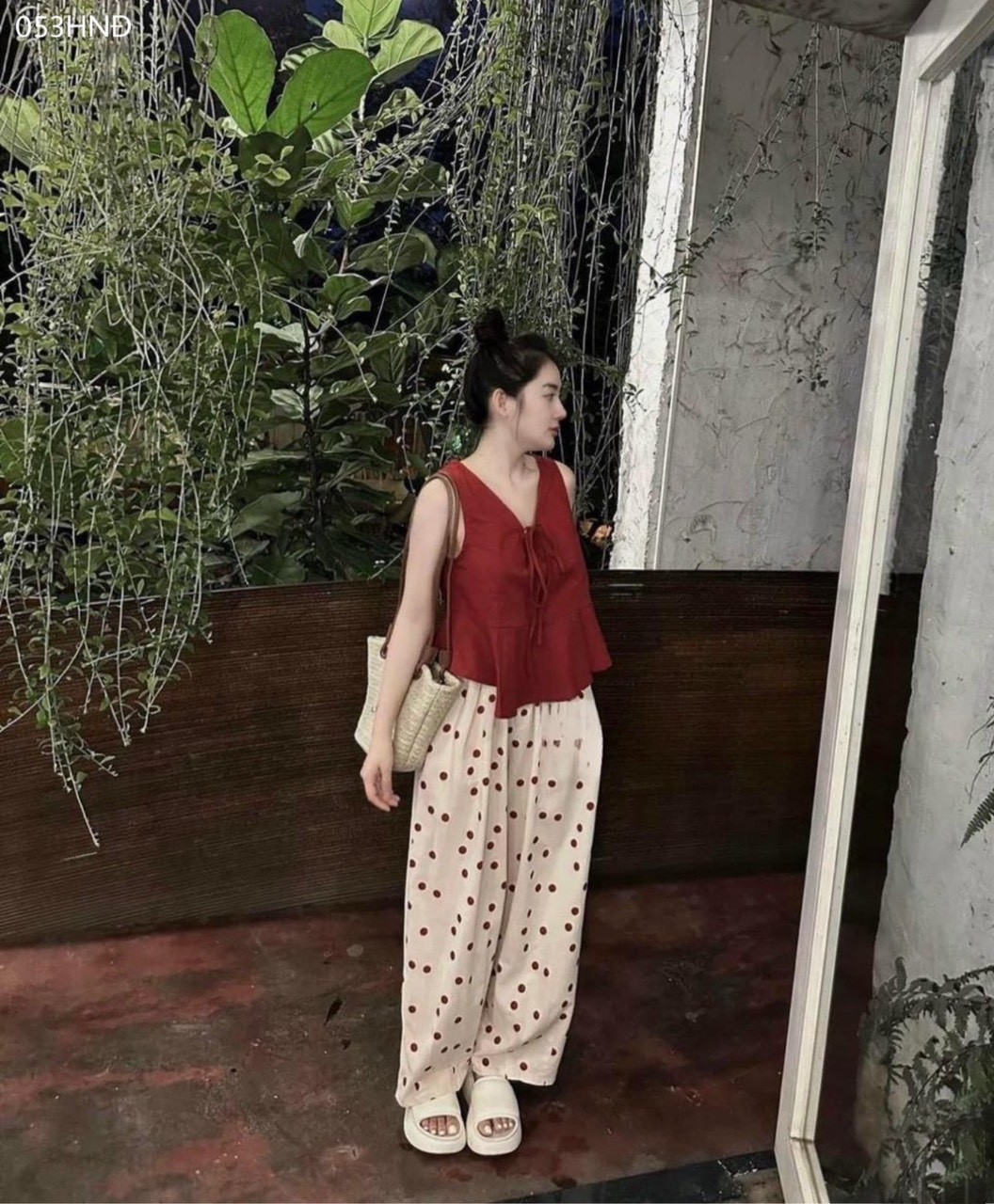 Set áo đô mix quần chấm bi