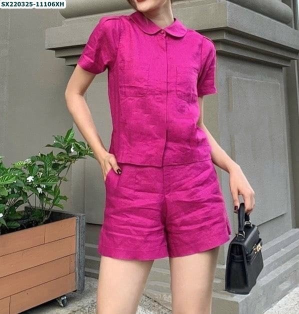 11106 Set quần áo sơ mi 2 túi ngực