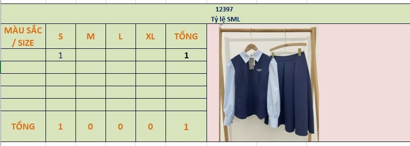 Set váy sơ mi xanh