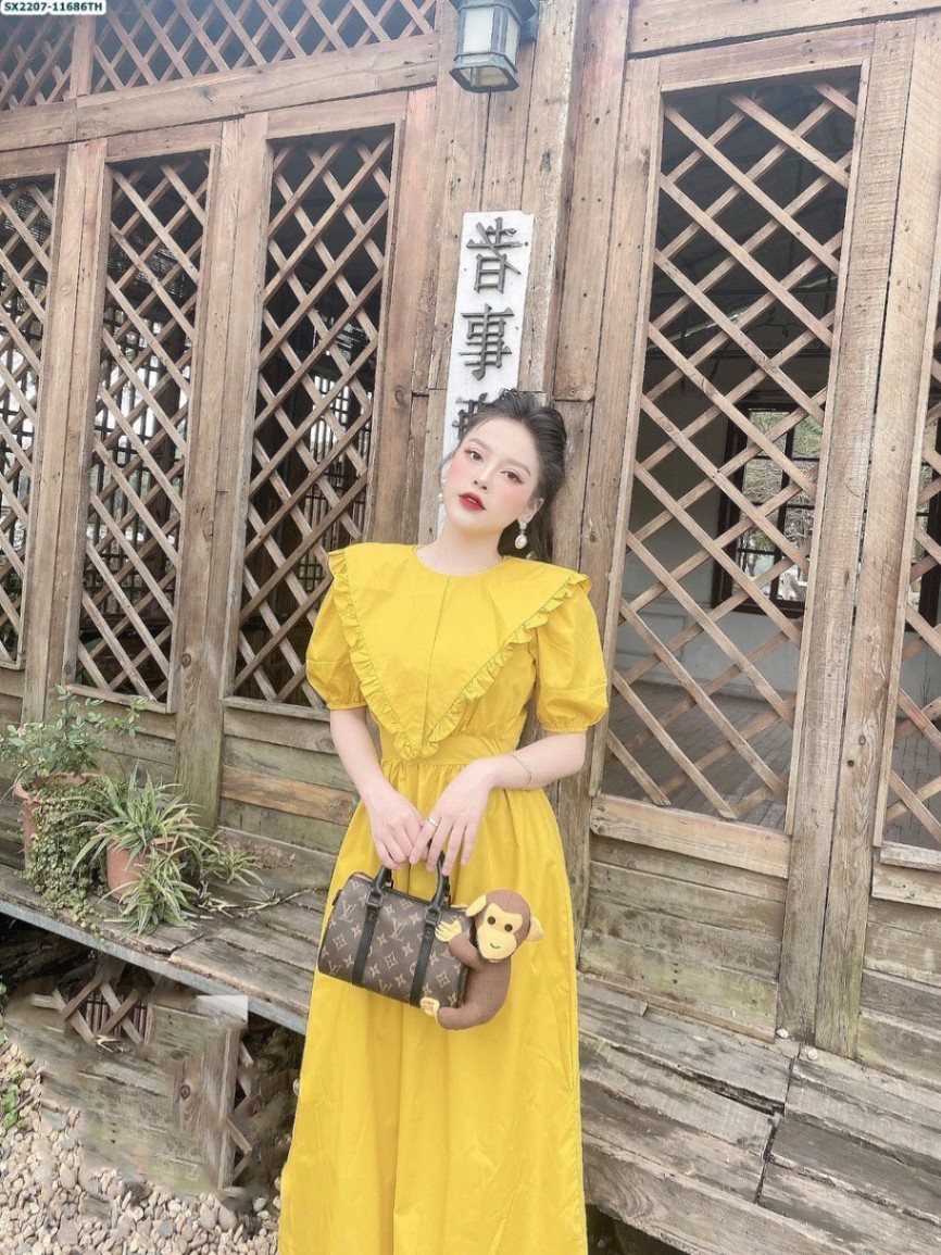 Váy cổ bèo to